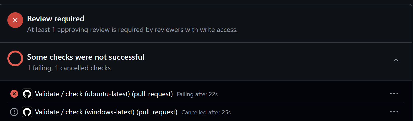 The validation ran on github.